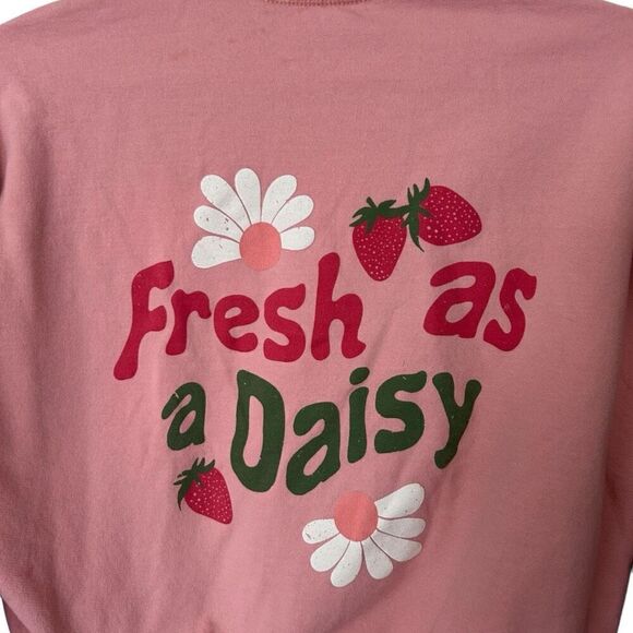 Dippin Daisys Light Pink Cotton Crew Neck Pull Over Strawberry Sweatshirt Size S - Picture 8 of 10